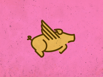 When Pigs Fly brand illustration line pig wings
