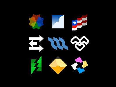 Logoset arrow bolt cloud color design e electric face flag icon lightning logo m pencil sky tree x