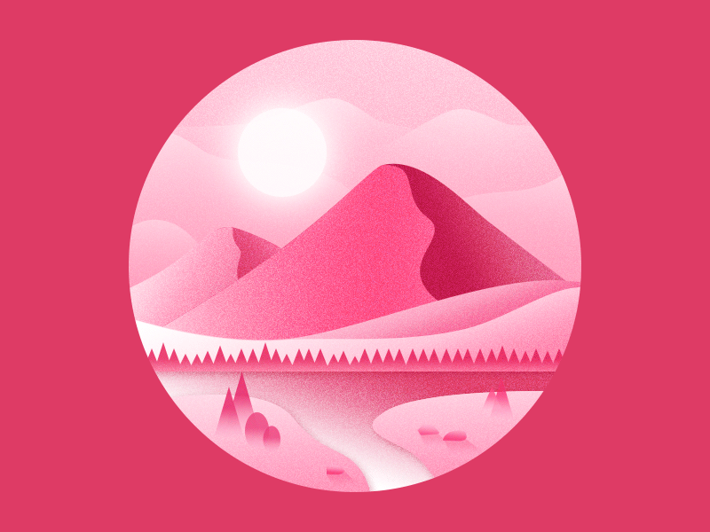 Hello Dribbble！ dribbble illustration illustrator landscape mountain nature ps red tree