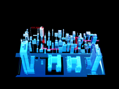 模拟全息投影（front-projected holographic display） 3d ae animation blue building c4d gif projection