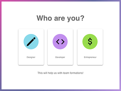 UI Day 64 - Select Your User designer developer entrepreneur select user selection team ui day 64 who are you