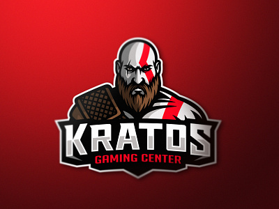Kratos dmitry krino esports logo game gaming god of war kratos mascot mascot logo warrior