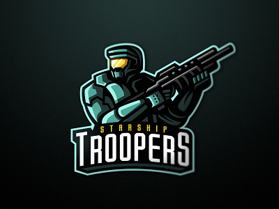 Starship Troopers cyborg dmitry krino esports logo gun mascotlogo rifle robot sci fi space spaceship troopers warrior