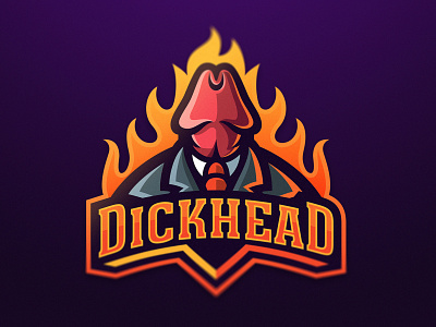 Dickhead cock dick esport logo fire head illustration krinographics mascot logo suit