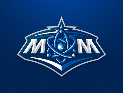 M-AtoM atom atomic atoms badge dmitry krino esports logo letter mascot logo sports logo