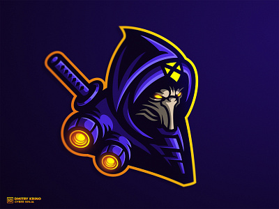 Cyber Ninja 2d artist 2d illustration character cyberpunk cybersport dmitry krino esports logo mascot ninja sport logo warriror