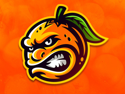 Angry Orange 2d 2d character angry dmitry krino evil face fruit mascot mascotlogo orange sport logo teeth