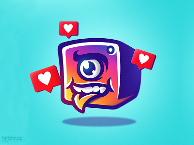 Insta Monsta 2d angry esport eye icon instagram instagram post logo mascot mascotlogo monster nft nft art smile vector