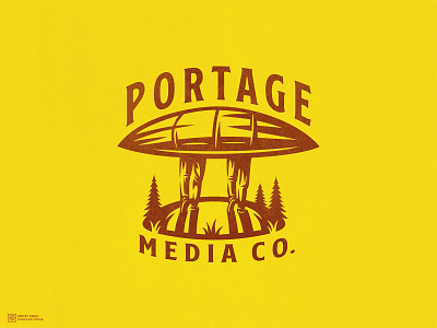 Portage Media Co. boat canada concept dmitry krino fir forest grass hiking hill logo man people road spruce