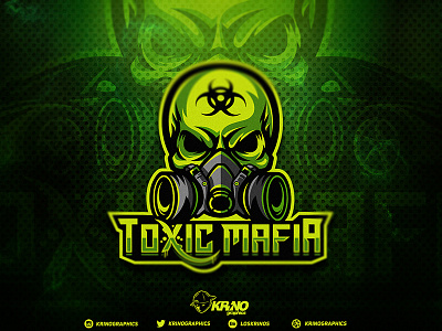 Toxic Mafia Skull biohazard dmitry krino esport logo esports graphic design krinographics mascot skull toxic