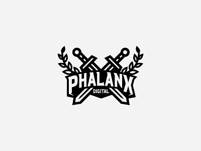 Phalanx Digital Logo Concept concept design laurel lettering logo logotype swords type