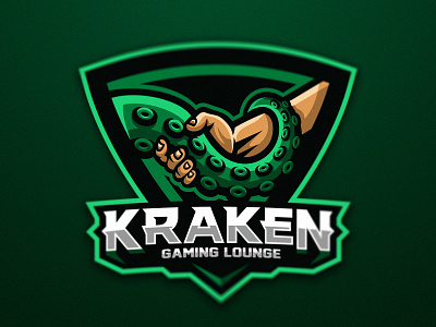Kraken Gaming Lounge gaming website graphic design hand handshake kraken krinographics mascot octopus tentacle