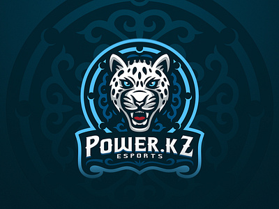 Power.KZ animals dmitry krino esport logo esports irbis logo mascot ornament predator puma shield snow leopard wild cat