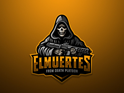 ElMuertes death dmitry krino esports logo ghost gun hooded reaper shotgun skull sports logo