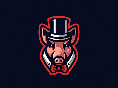 Pigtelman animal dmitry krino esport logo esports esports logo gentleman hat mascot pig rich suite