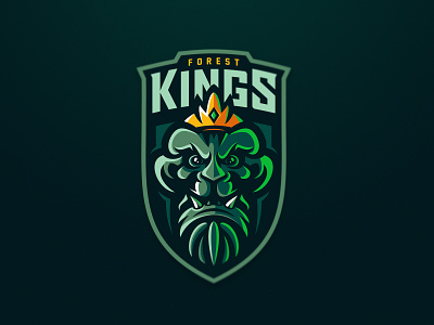 Forest Kings bigfoot crown esports logo fangs ghost king mascot logo monster sports logo wood yeti