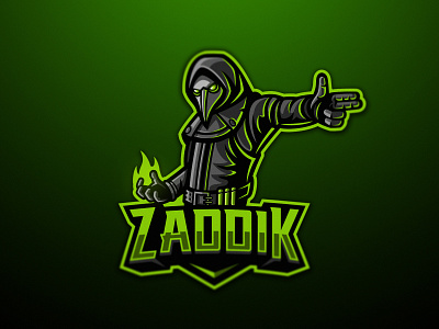 Zaddik dmitry krino esports logo esports logos finger fire gun hood mascot logo mask pistol plague doctor