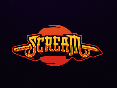 Scream asia dmitry krino esport logo japan japanese art katana lettering samurai sun sword type typography