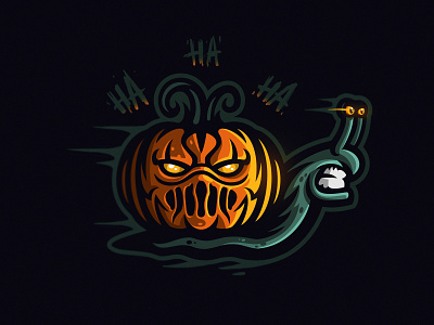 Halloween snail creepy dmitry krino esport logo halloween helloween horror mascot logo pumpkin skull snail sport logo