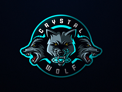 Crystal Wolf 🐺 angry animal crystal dmitry krino esports logo mascot logo wolf wolf pack