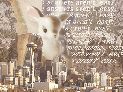 Detail of Answers, my new arwork. bamby city collage deer fashion landscape newspaper skyline surreal vintage woods