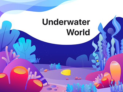 Underwater world - Illustration Exercise aquatic coral design fish illustration ocean plants sea ui water