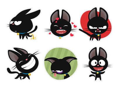 Sticker set for the social network Fotostrana.ru angry cat character happy set sticker tired