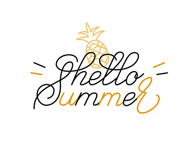 Hello Summer Calligraphy calligrapy hand lettering handwriten hello summer illustraor lettering pineapple summer