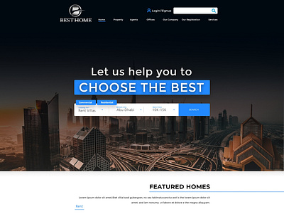 Homepage Design For (Best Homes)