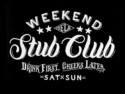 Weekend Stub Club brush cronies drawn hand lettering pen rat tattoo type