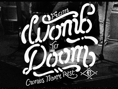 From Womb to Doom drawn hand lettering type