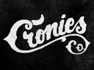 Cronies Co. brush drawn hand lettering pen type