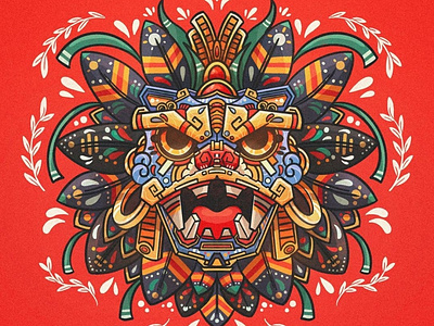 Quetzalcóatl color flowers illustration logo mexican culture mexico prehispanic tattoo vector