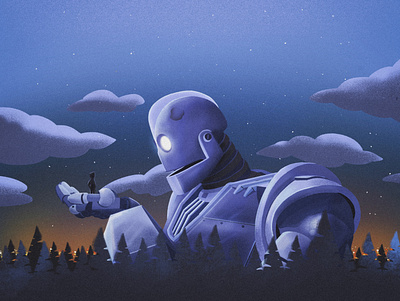 iron giant friends illustration iron giant robot