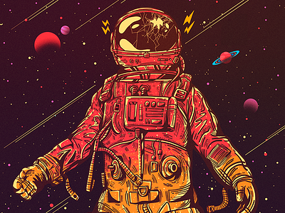 Space. astronaut colors galaxy pink planets space