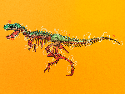 T-Rex clouds colors dinosaur monster skull skulls trex vector