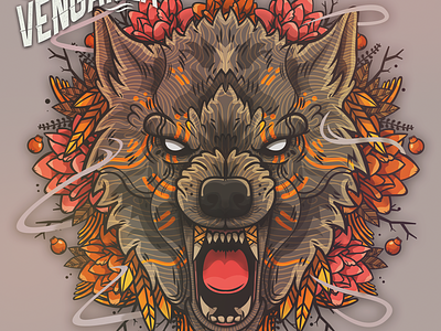 venganza design fire flowers illustration vector wolf wolf logo