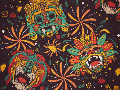 GODS-MEXICAN culture flower gods logo mexicano mexico taco