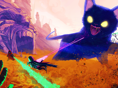 Resolutiion - Desert of Giants cat colorful concept concept art design digital environment design environmental gamedev illustration illustrations video game
