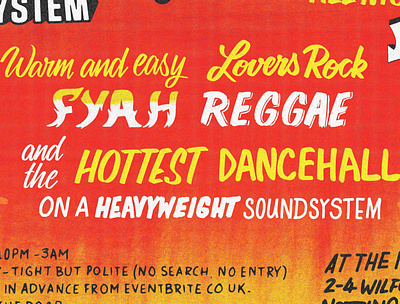 Hand lettering on poster dancehall design graphicdesign handlettering lettering poster reggae script