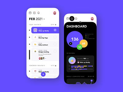 To-do list App app black dark mode dashboard design event homepage light task to do list tracker ui