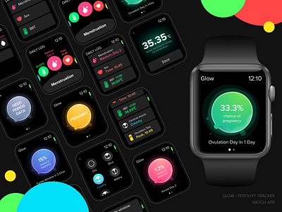 Glow - Fertility Tracker - Watch App app apple watch black design glow tracker tracker app ui watch watch app