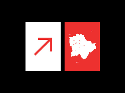 → New City Exhibition Identity arrow budapest exhibition graphic design map red