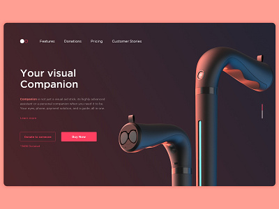 Companion - A Smart Visual Aid Stick - Landing Page binaural blind buy now camera ear buds hardware industrial design landing page modern ui smart cane visual aid white cane