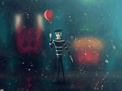 Mime in a Storm animation artwork balloon colors digital graphics jhalla mime motion paint storm vfx