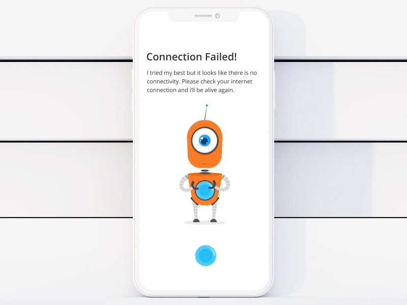 Connectivity Error animation app connection connectivity cute robot error failed illustration internet mobile network error ui