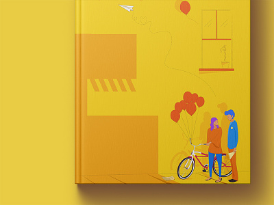 Tail of two ( Book cover ) Illustration artwork balloons book cover character design fly illustration line love print street yellow