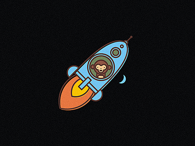 Space Monkey fire foxhide illustration line logo monkey moon ship space spaceship