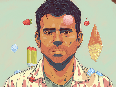 Portrait of Damon Albarn with ice cream