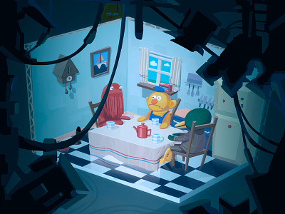 DHMIS art camera duck illustration interior kitchen kits light muppets puppet roy style